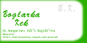 boglarka kek business card